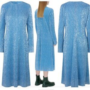STINE GOYA Blue Long Sleeve Dress for Elegant Occasions